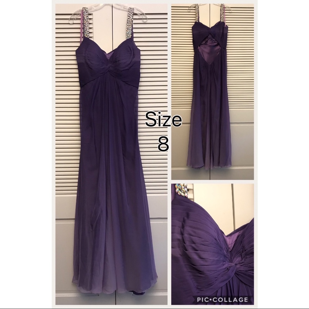 La Femme Purple Ombré Evening Gown